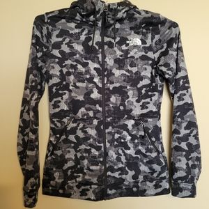 North Face Gret/Black Camo High Neck Zipper Hoodie